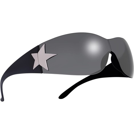 Sunglasses for Women Men,Trendy Shield Wrap Around Sunglasses Oversized Fashion Frameless Sun Glasses