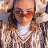 Gray Frame - Gradient Brown Lens Flat Top Sunglasses Futuristic Frameless Gradient Lens Sun Glasses